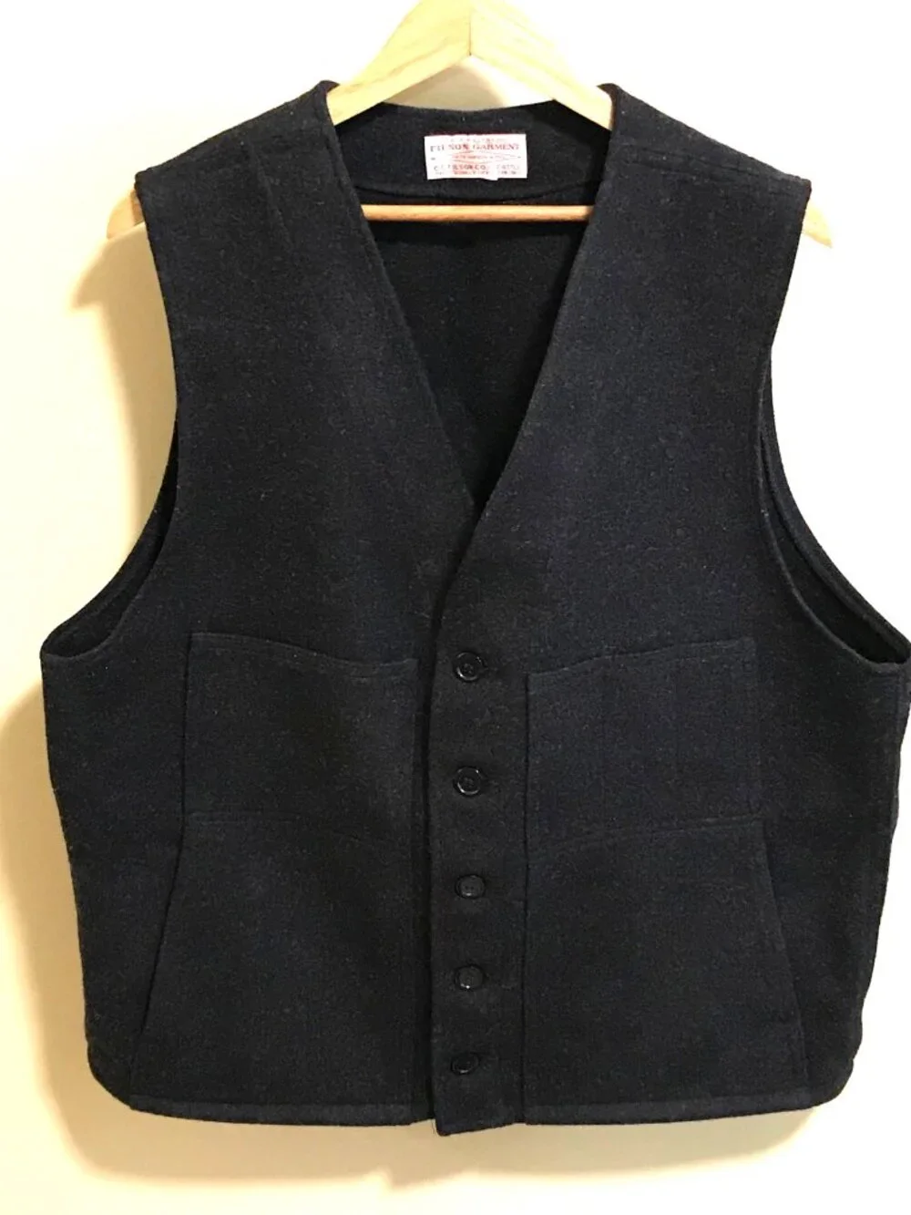 Men's Filson Mackinaw Virgin Wool Vest-Size 46 (XL) Charcoal